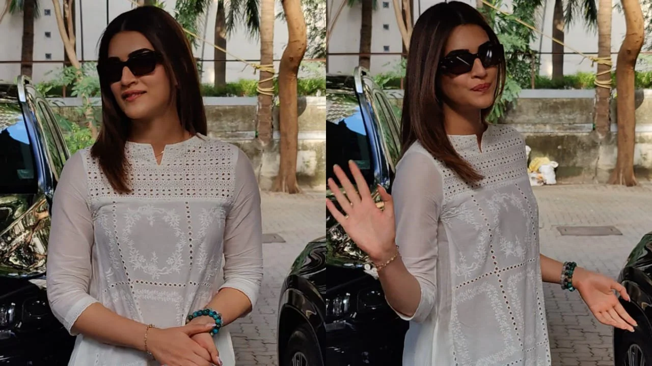 Kriti Sanon's white chikankari kurta set is ideal for those days when you want to look great with little effort.