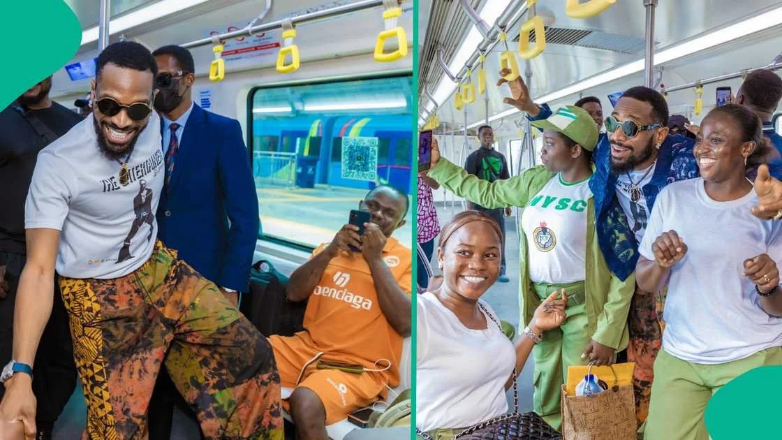 D'banj entertains passengers on the BRT bus.