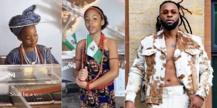 Singer Flavour And Anna Banner's Daughter Plays A Beautiful Rendition Of The National Anthem On The Piano To Celebrate Nigeria’s Independence Day.