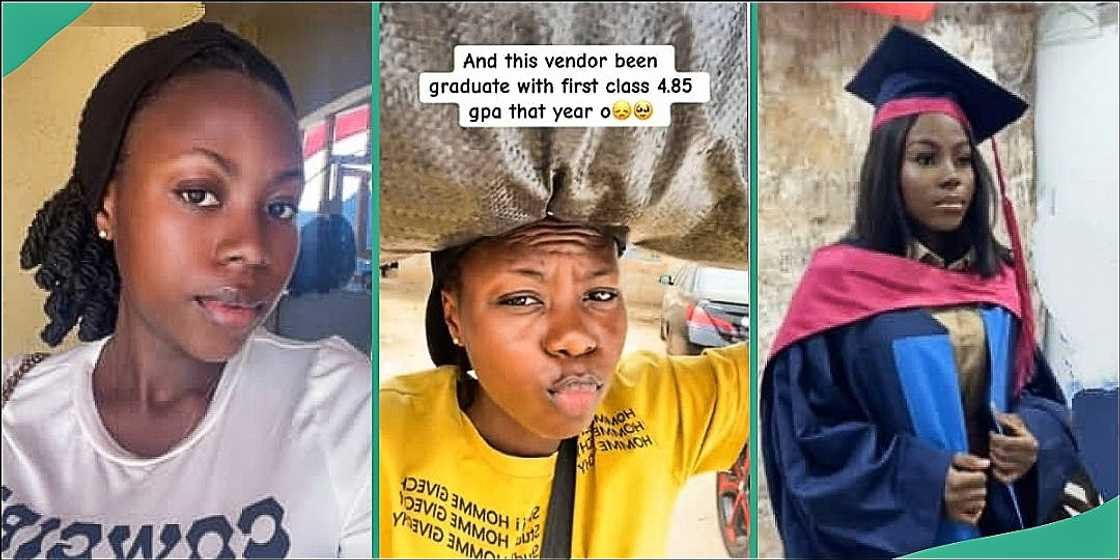 Lady laments after becoming a shoe vendor despite graduating with a first class.