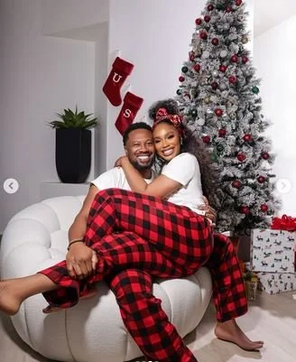 Sharon Ooja And Husband Pose For Christmas Photos In Matching Pyjamas