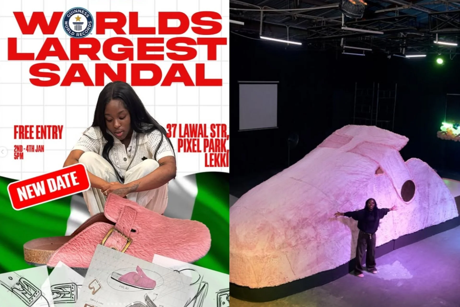 Liz Sanya Breaks Guinness World Record with the Largest Sandal in Lekki, Nigeria