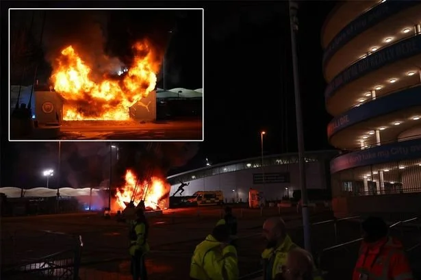 Fire Erupts Outside Etihad Stadium Before Champions League Clash, Disrupts Player Presentation