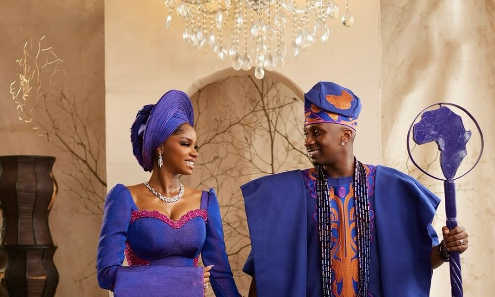 Purple Elegance and Cultural Pride: Priscilla Ojo Stuns in Traditional Bridal Attire as Wedding Festivities Begin