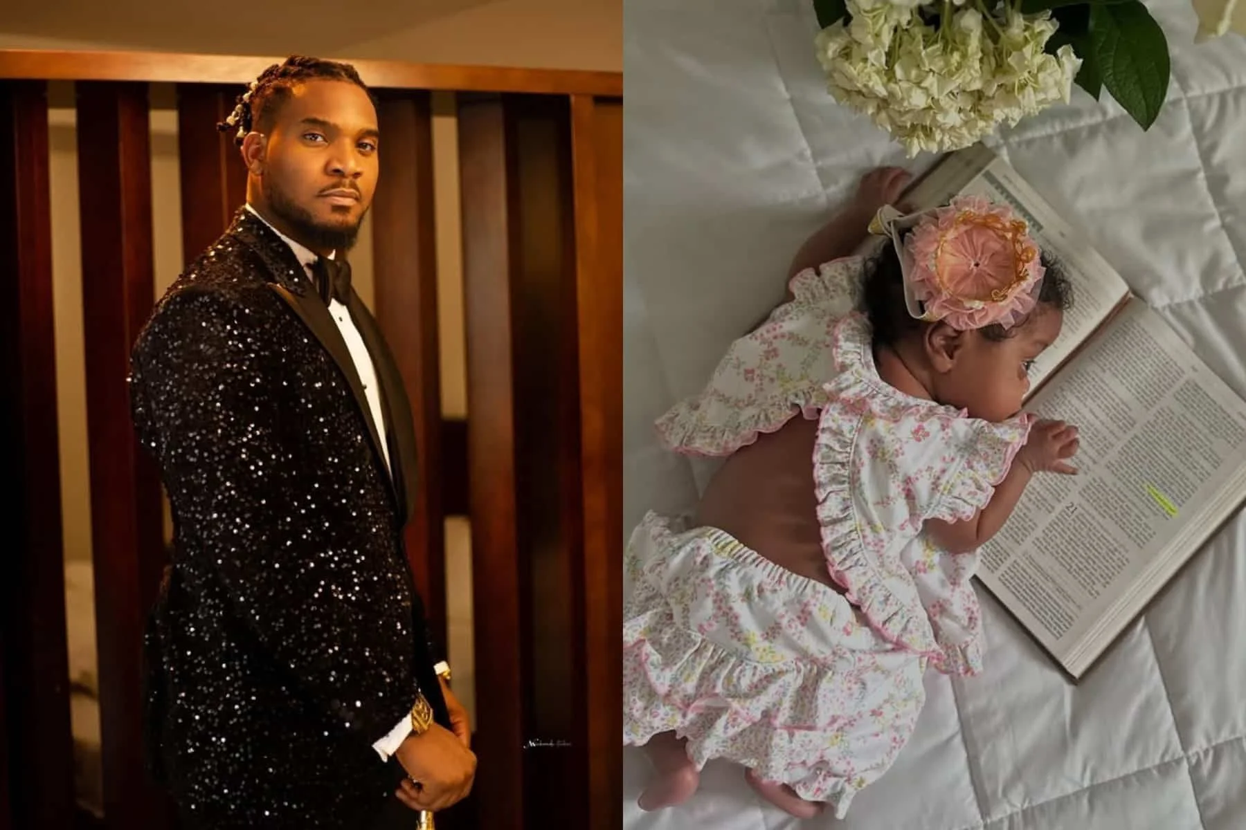  Kunle Remi Melts Hearts With Adorable Easter Post Featuring His Baby Girl Lying on a Bible