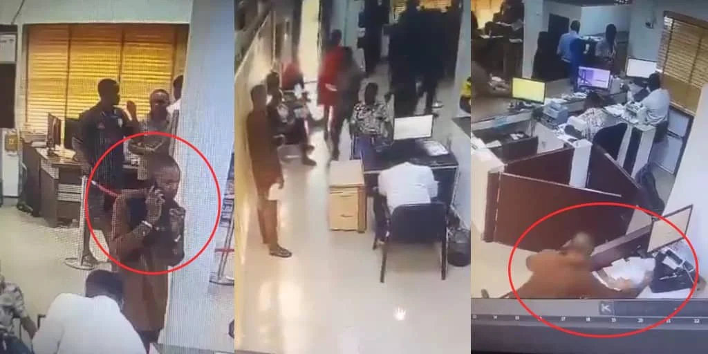  CCTV Captures Man Stealing Phone at Sterling Bank in Anambra