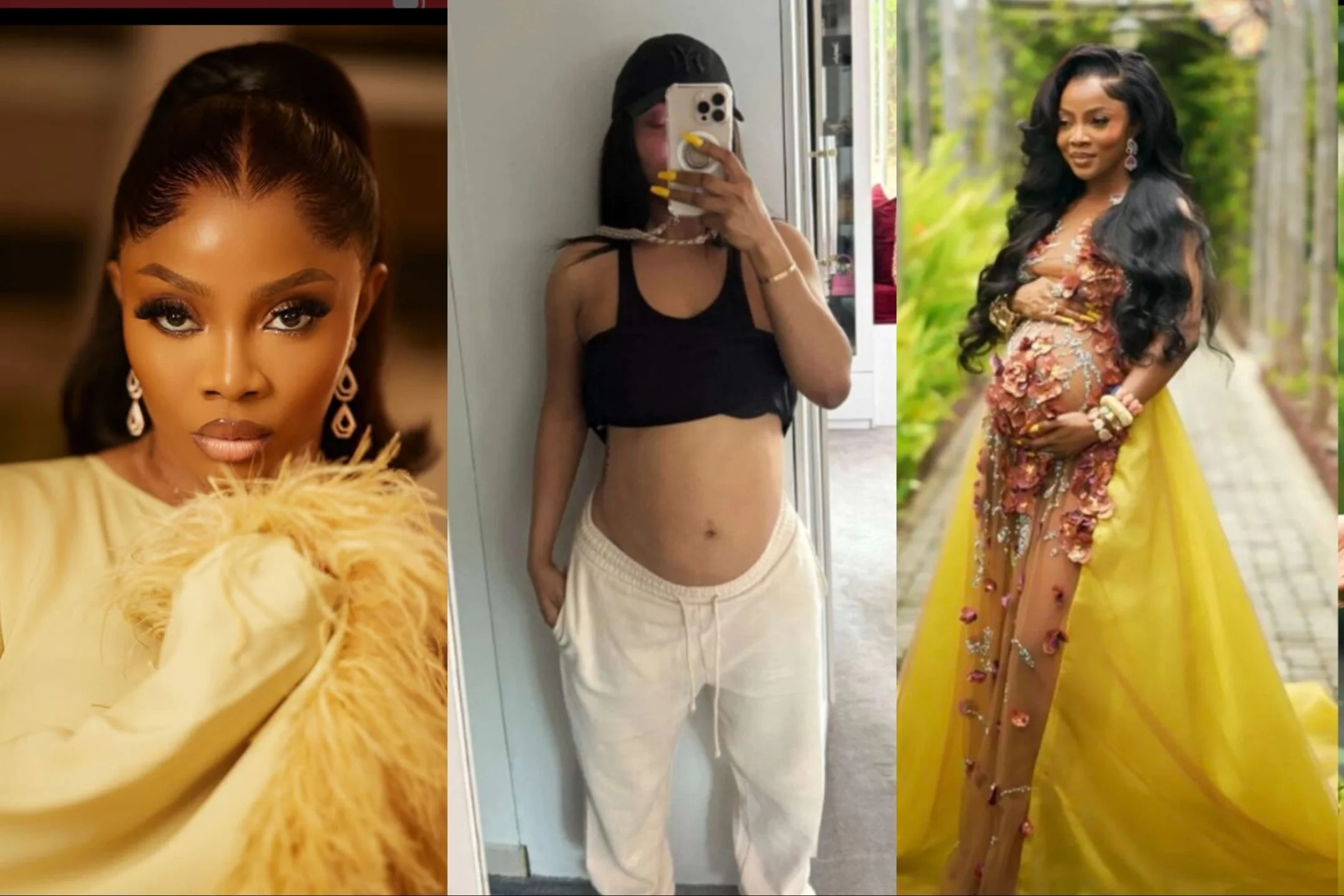 Toke Makinwa Silences Rumours, Flaunts Bare Baby Bump