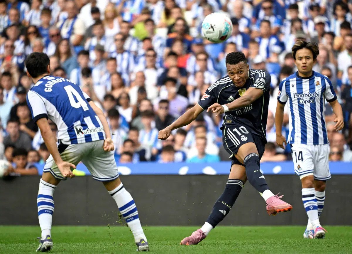 Mbappé Reacts to Real Madrid’s 2-1 Win Over Real Sociedad, Speaks on Huijsen’s Red Card