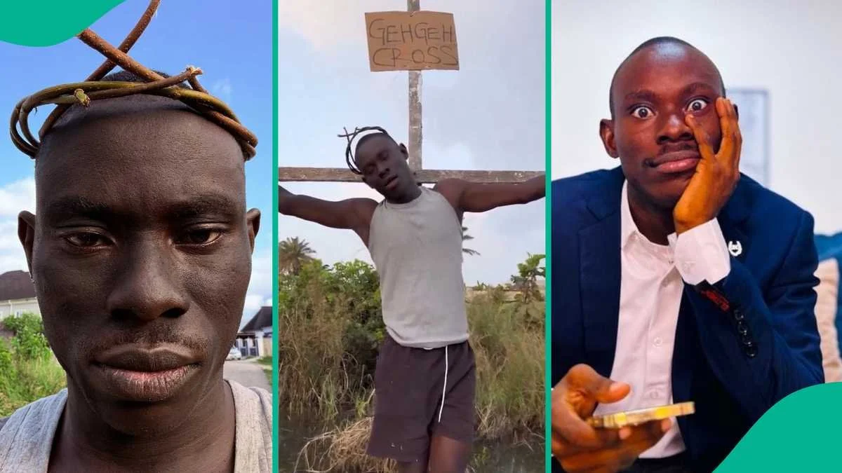“Man No Be God”: GehGeh Faces Heavy Backlash for Posing Like Jesus on the Cross 