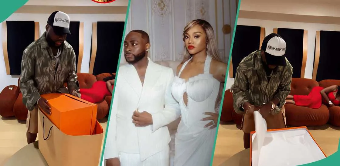 Davido Surprised by Wife Chioma with Hermes Bag on 33rd Birthday