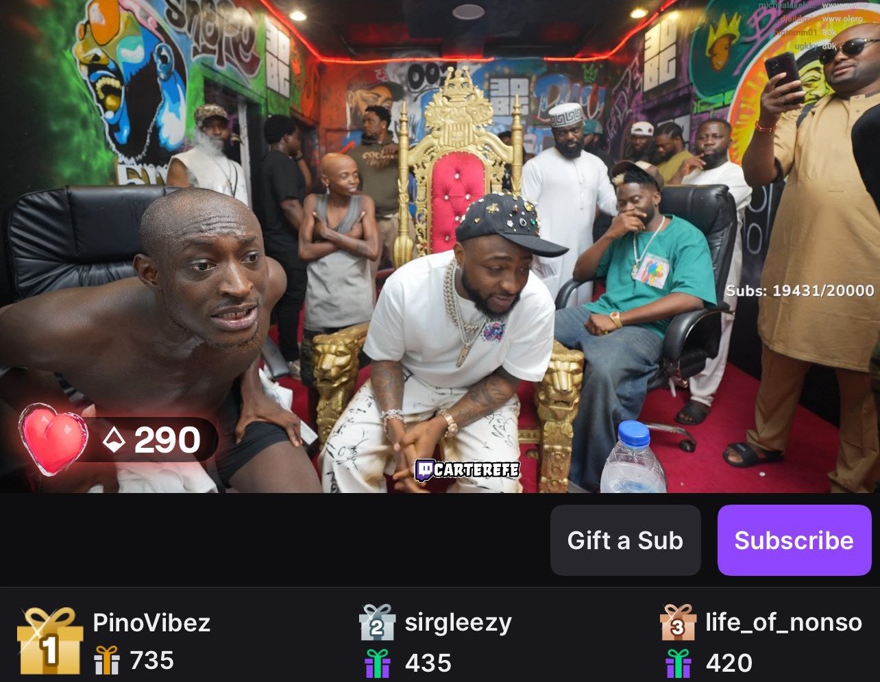 Carter Efe Becomes Africa’s Most-Followed Twitch Streamer After Star-Studded Livestream With Davido