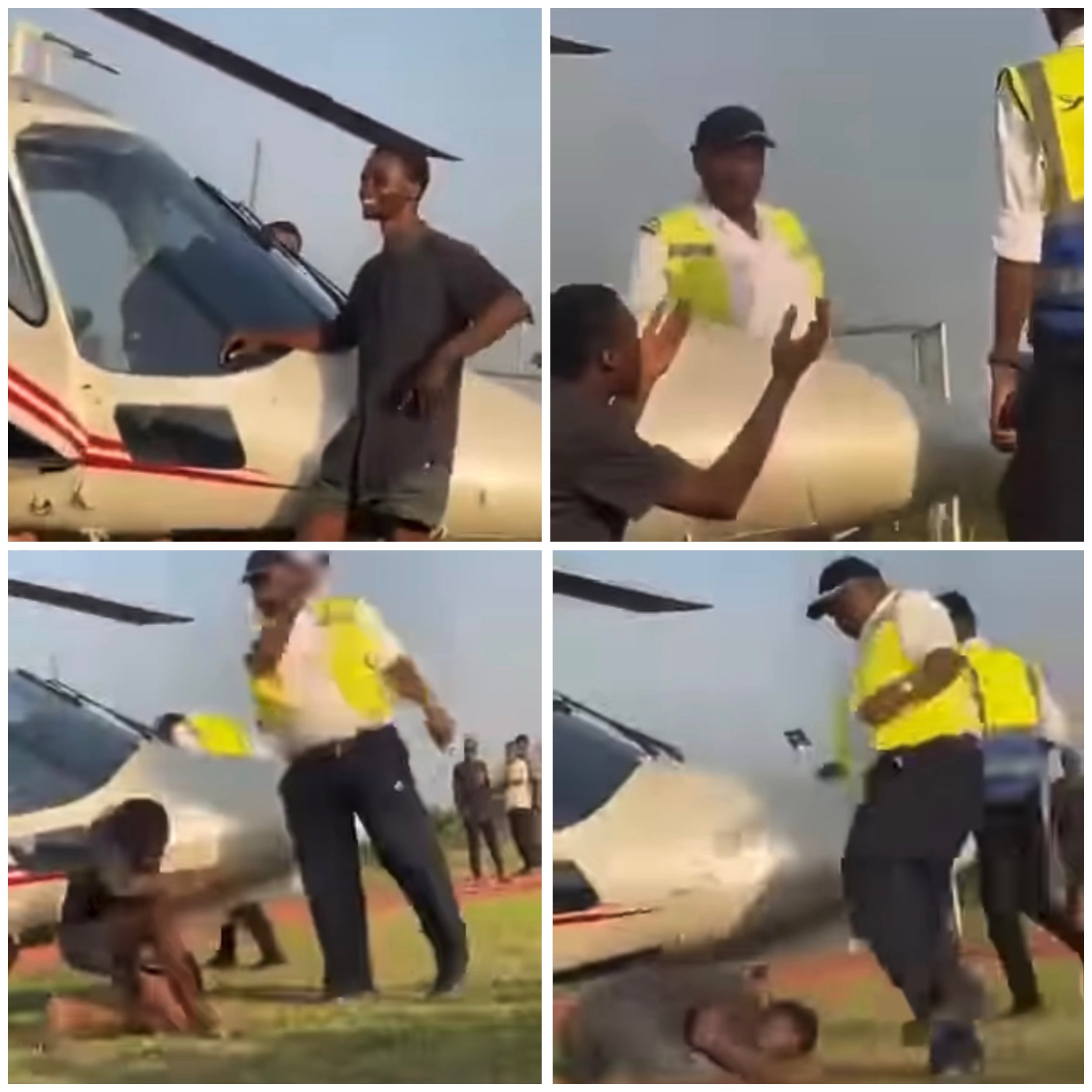 Outrage as Airport Official Allegedly Assaults Young Man Over Asake’s Helicopter Visit to OAU