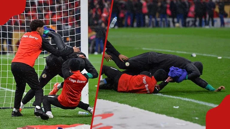 Drama at AFCON Final as Senegal’s Reserve Goalkeeper Clashes with Moroccan Ball Boys