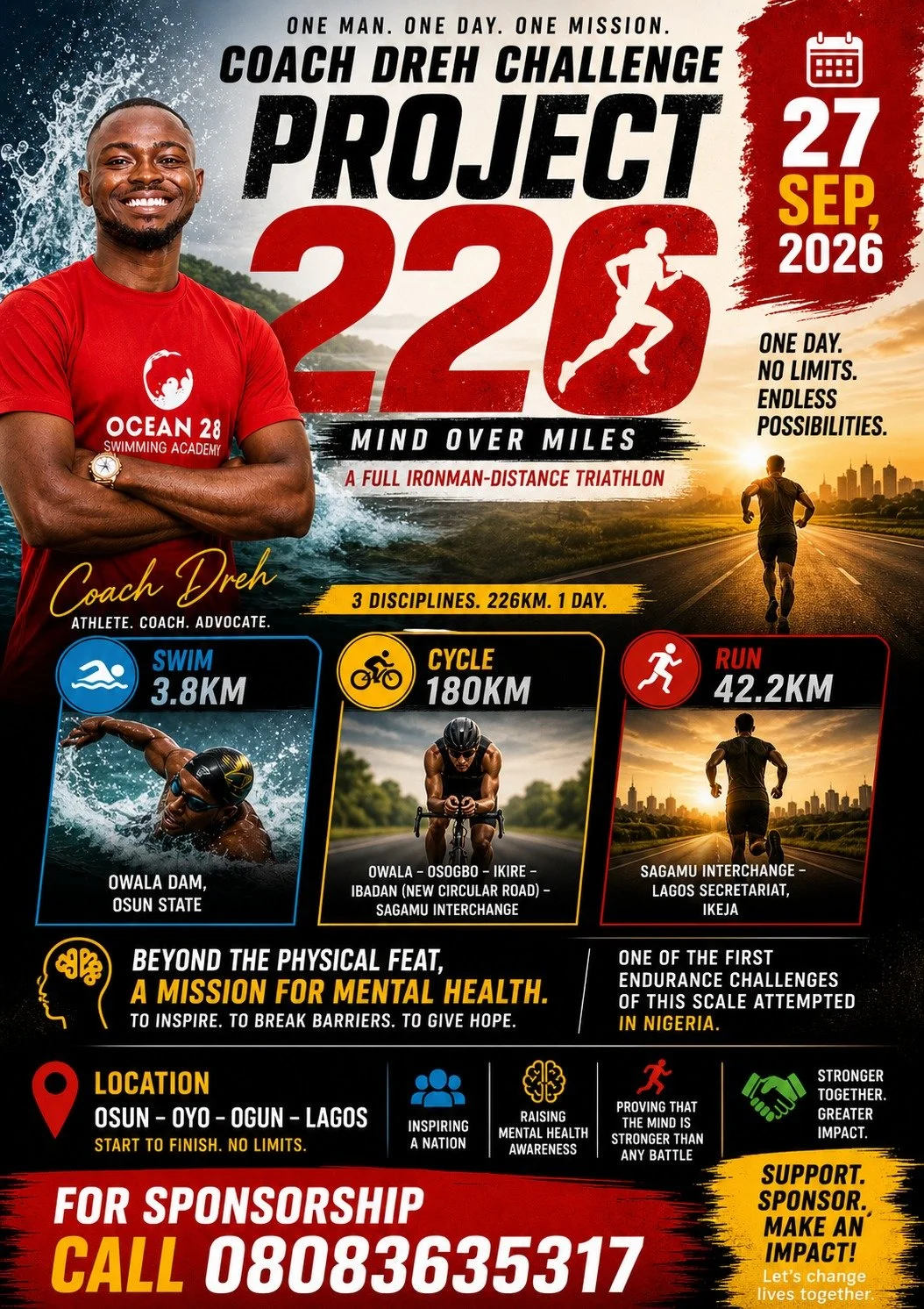 Coach Dreh Launches Historic 226km Triathlon Across Four Nigerian States After International Setback