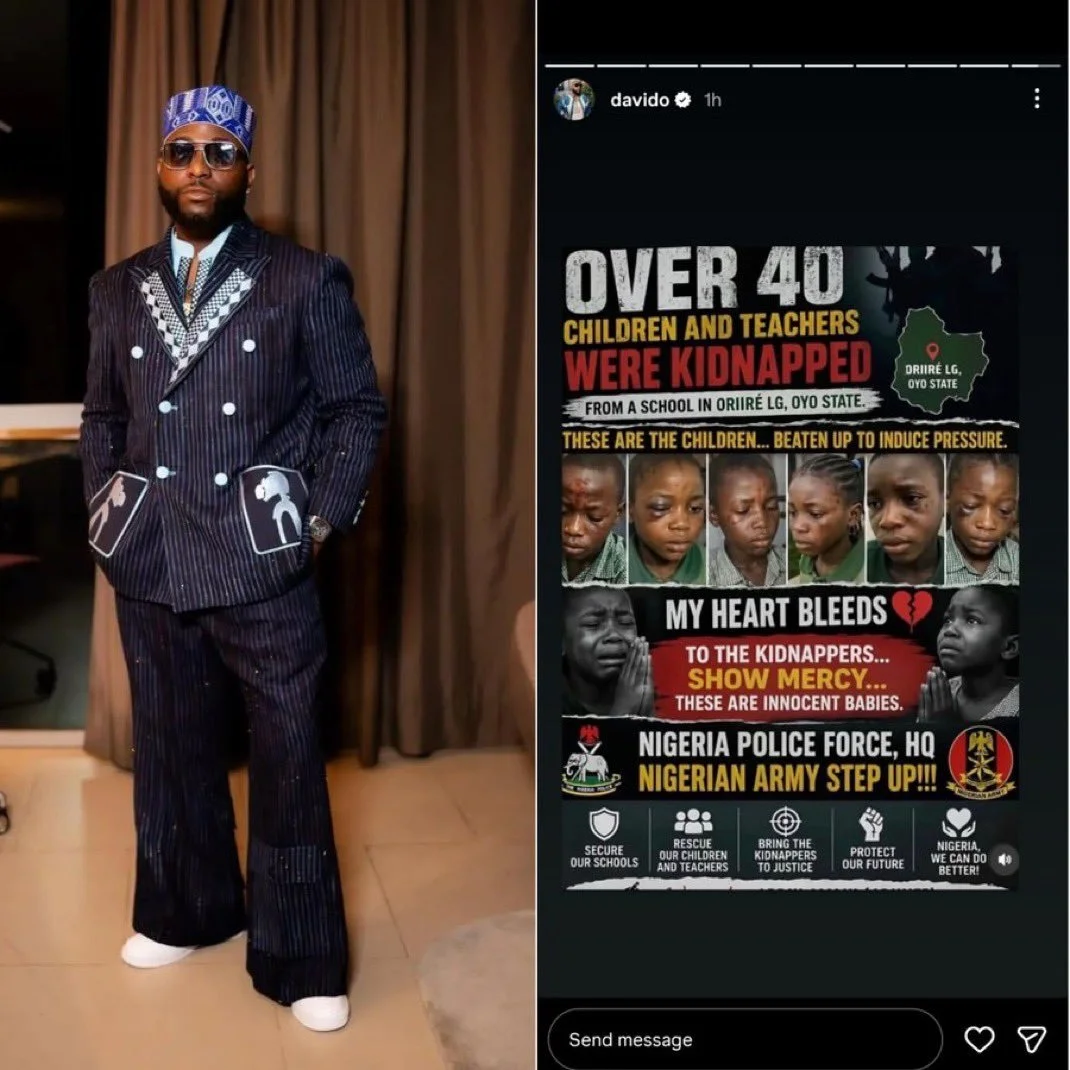 Davido, Victony and Timaya Join Nationwide Calls for Rescue of Abducted Oyo Schoolchildren