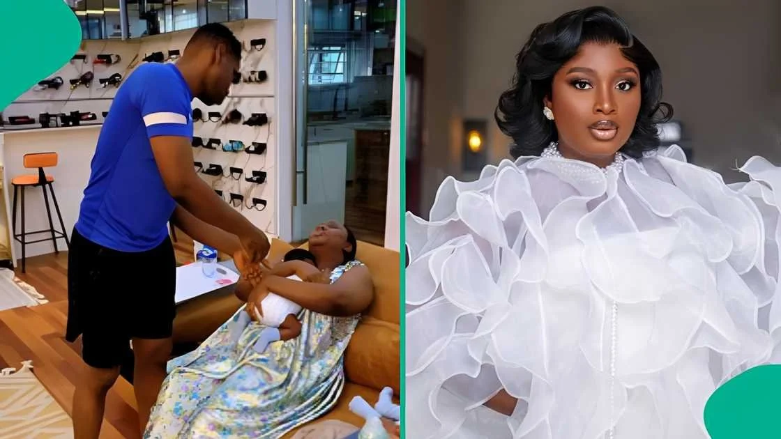 Mo Bimpe Breaks Down in Tears as Lateef Adedimeji Gives Their Triplets Their First Haircut