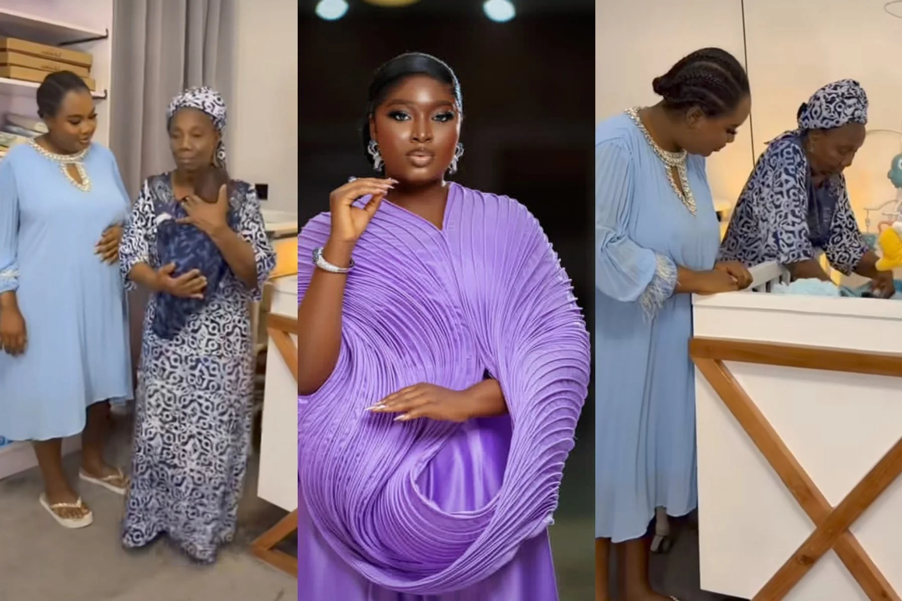 Mo Bimpe Shares Emotional Moment as 90-Year-Old Grandmother Bonds with Her Triplets