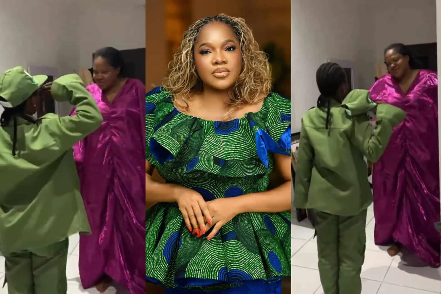 Toyin Abraham Receives Emotional Tribute From Protégé After NYSC Completion