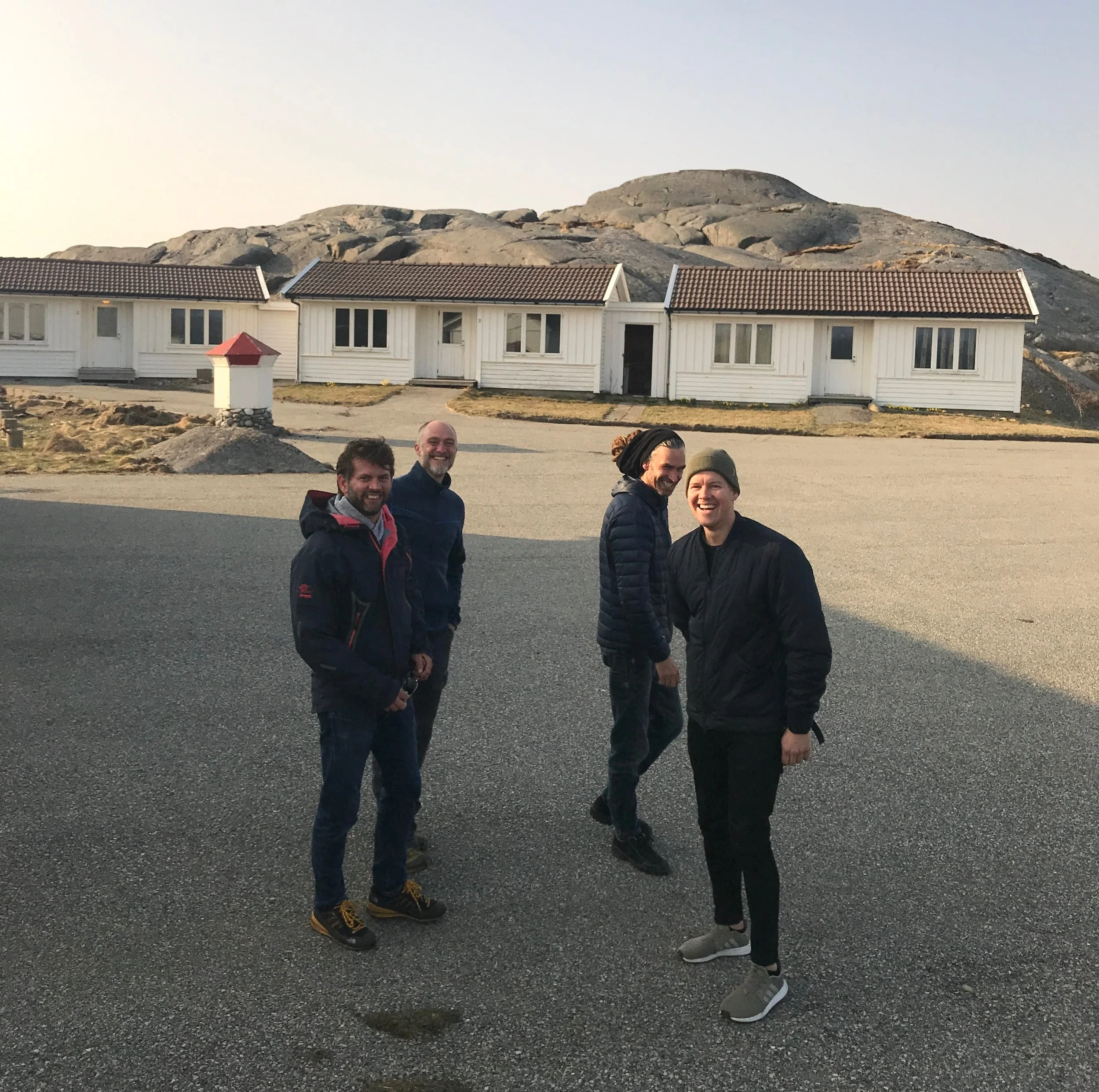 Founders and owners of Skaarnesheimen Raw Ocean Lodge: From left: Øyvind Olson, Børge Gullesen, Bjørn Opheim and Jan Thomas Rantaniitty.