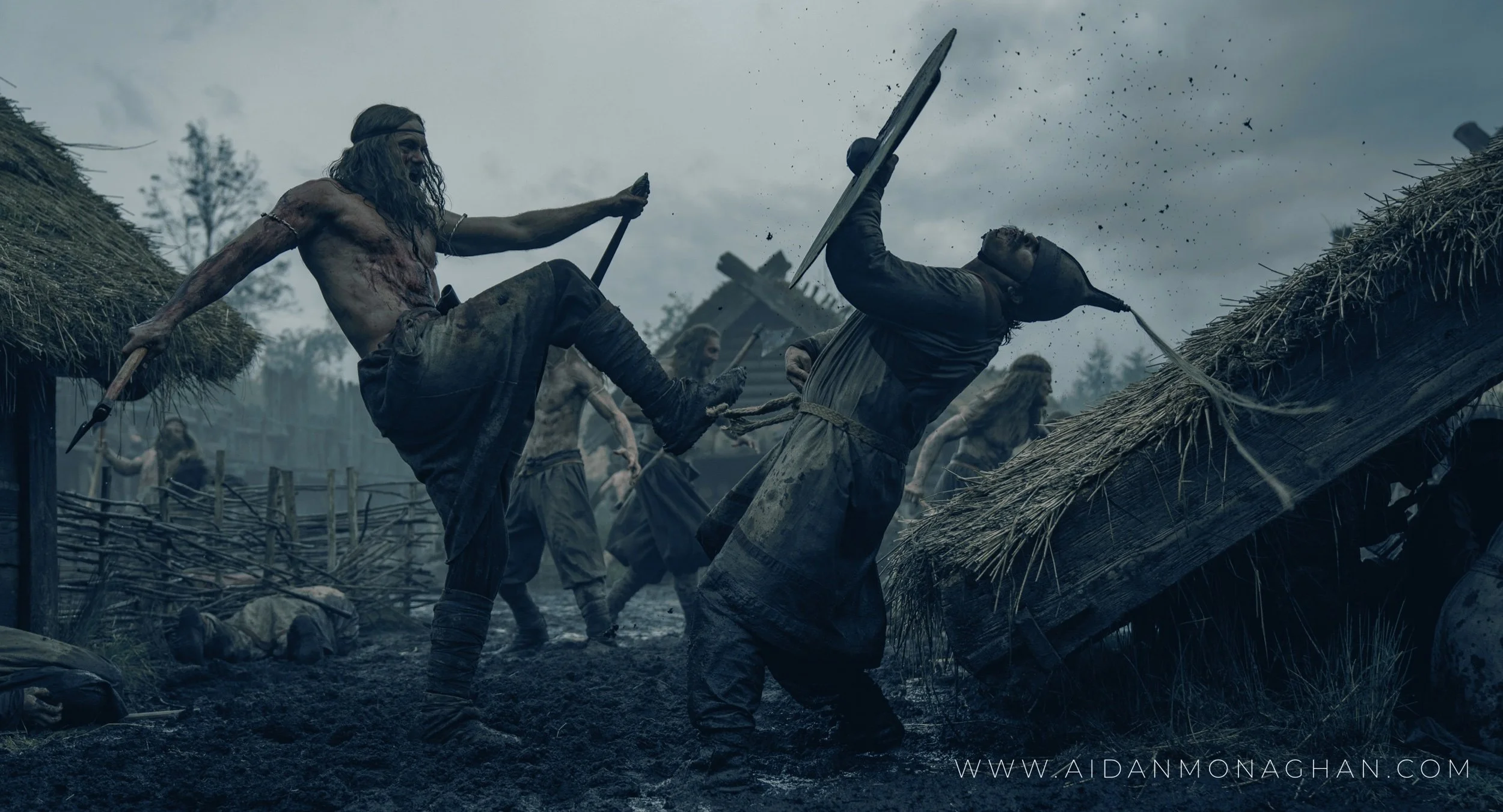  Alexander Skarsgård as Amleth, berserker or “bearskin” a brutal Nordic warrior. Presented in one long take - a "oner" - the scene tracks Viking prince Amleth and his warriors as they storm the village and swiftly subdue its inhabitants with animalis