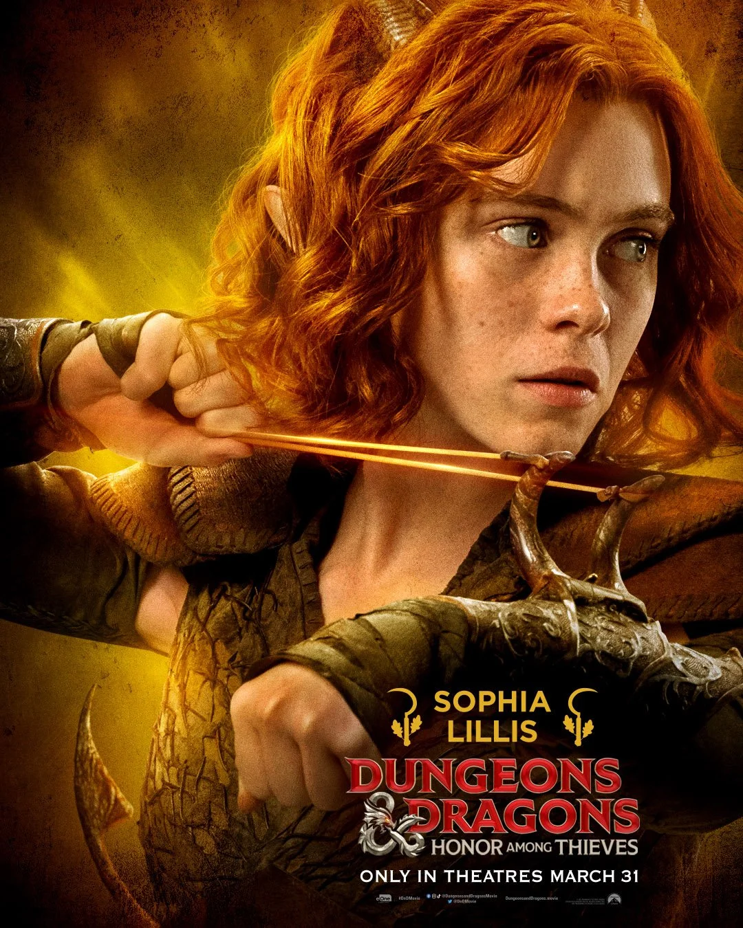  My latest poster featuring #SophiaLillis    Dungeons &amp; Dragons: Honor Among Thieves  . In Theatres March 31, 2023. #DnDMovie    Poster Photo by @aidanmonaghanphotographer 📷 / © 2023 Paramount Pictures. Hasbro, Dungeons &amp; Dragons and all rel