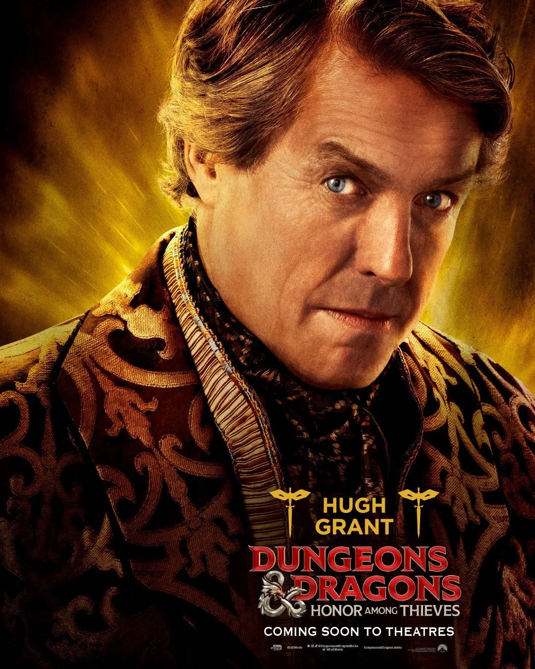  My latest poster featuring #HughGrant    Dungeons &amp; Dragons: Honor Among Thieves  . In Theatres March 31, 2023. #DnDMovie    Poster Photo by @aidanmonaghanphotographer 📷 / © 2023 Paramount Pictures. Hasbro, Dungeons &amp; Dragons and all relate