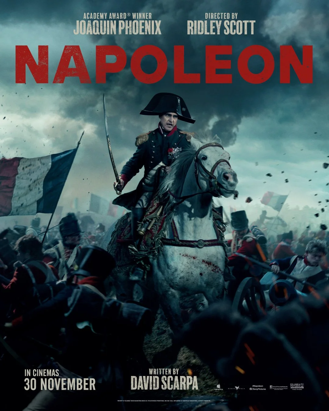  Latest key art poster for featuring Joaquin Phoenix on horse back in Ridley Scott’s  Napoleon, in cinemas November 22.  #NapoléonLeFilm.    Key Art poster photo by @aidanmonaghanphotographer 📸    #Ridleyscott #JoaquinPhoenix #VanessaKirby #napoleon