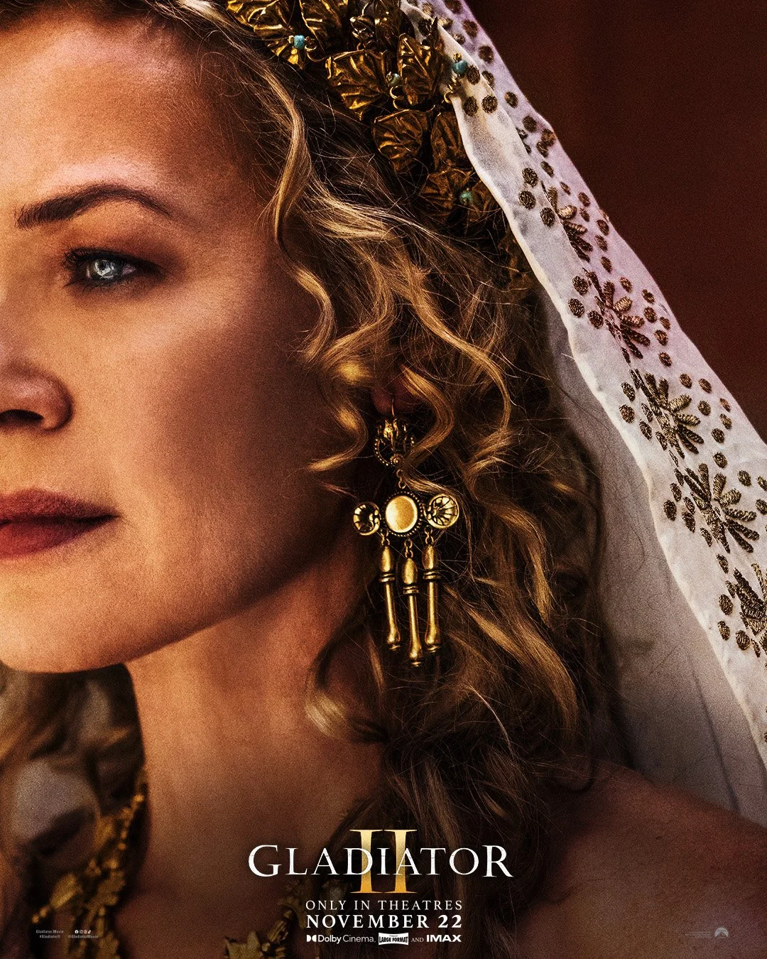  Connie Nielsen is Lucilla. #GladiatorII  Key art one-sheet character posters for Gladiator II.  📸 Photo by @aidanmonaghanphotographer/Paramount Pictures  #GladiatorII #RidleyScott #PaulMescal #PedroPascal #DenzelWashington #ConnieNielsen #JosephQui