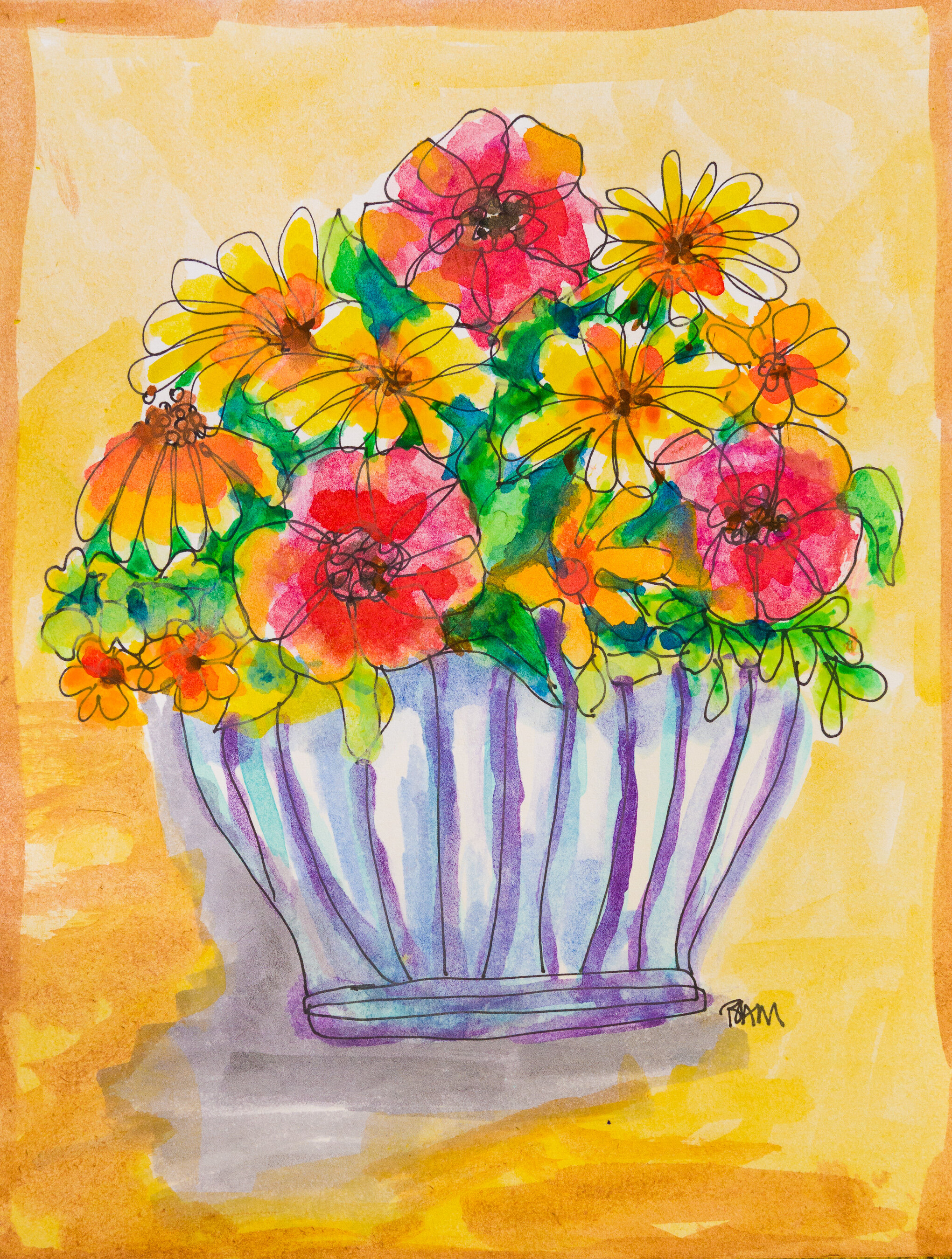 Flowers In Blue Vase