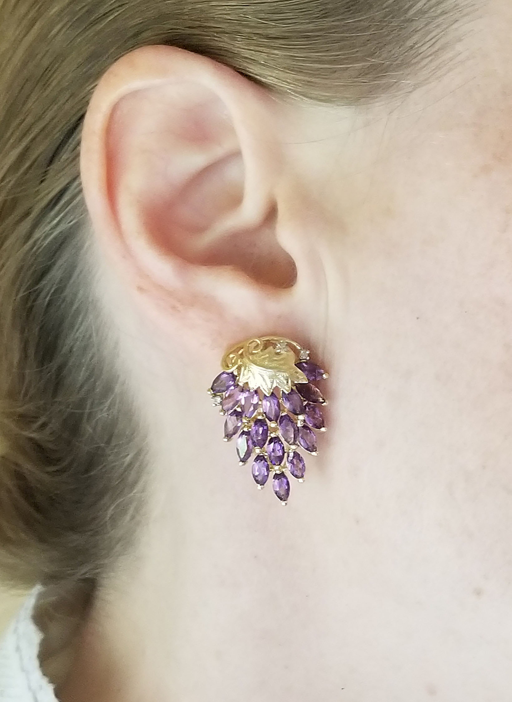 Antique Pearl Grape Cluster Earrings