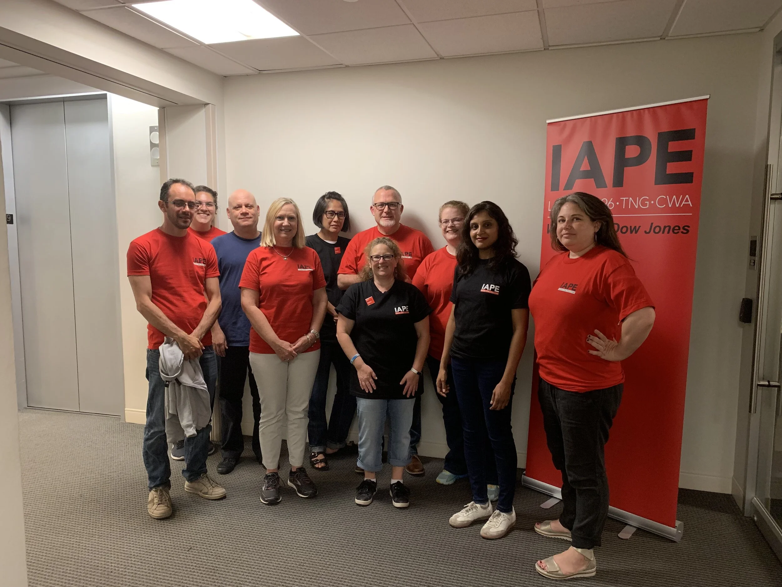 IAPE directors at the NewsGuild of New York headquarters in Times square, sept. 28, 2019.