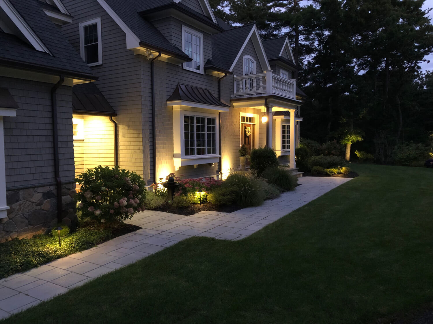 Beautiful House with Landscape Lighting