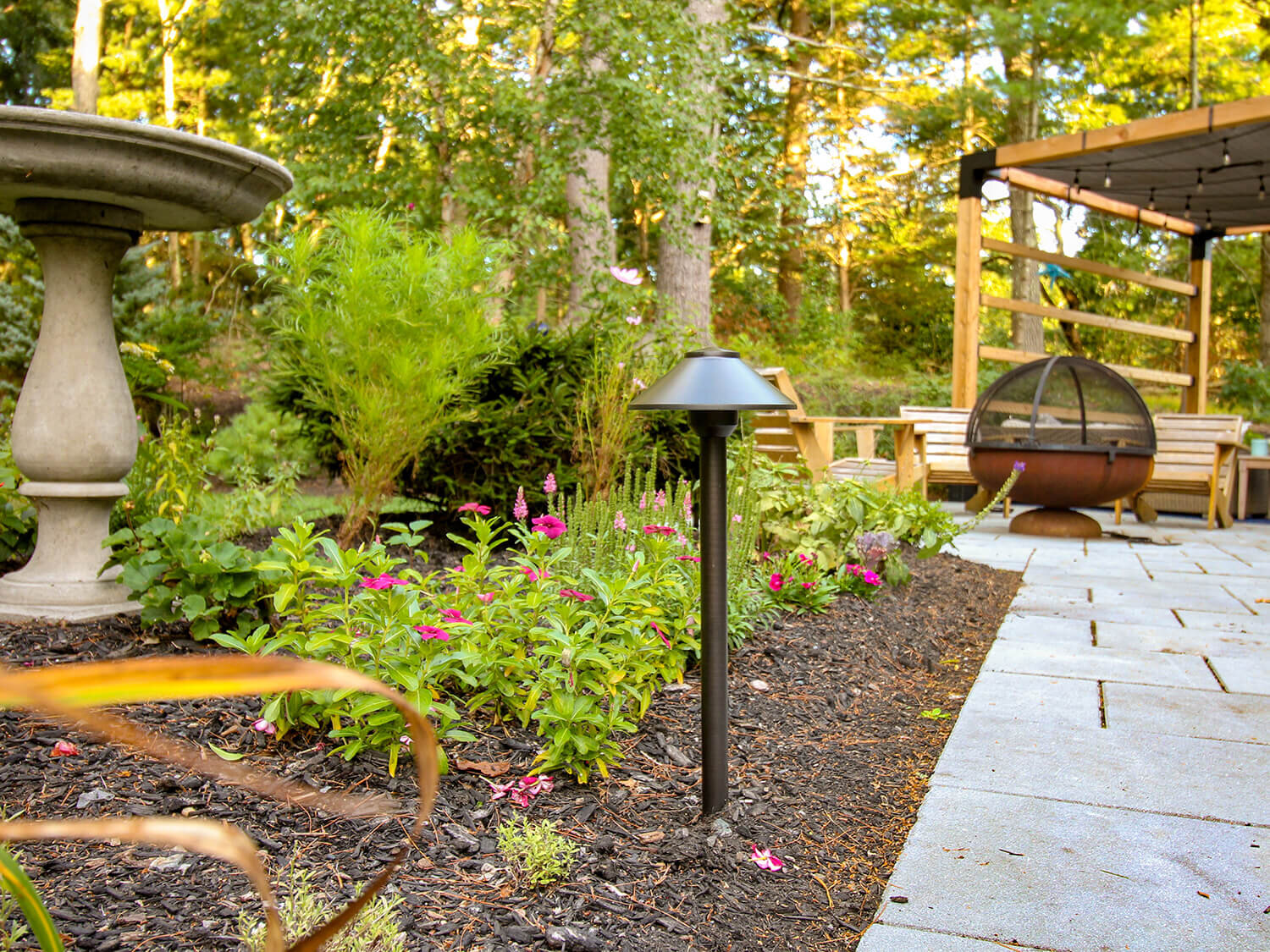 Landscape Lighting Walkway Fixture in Backyard