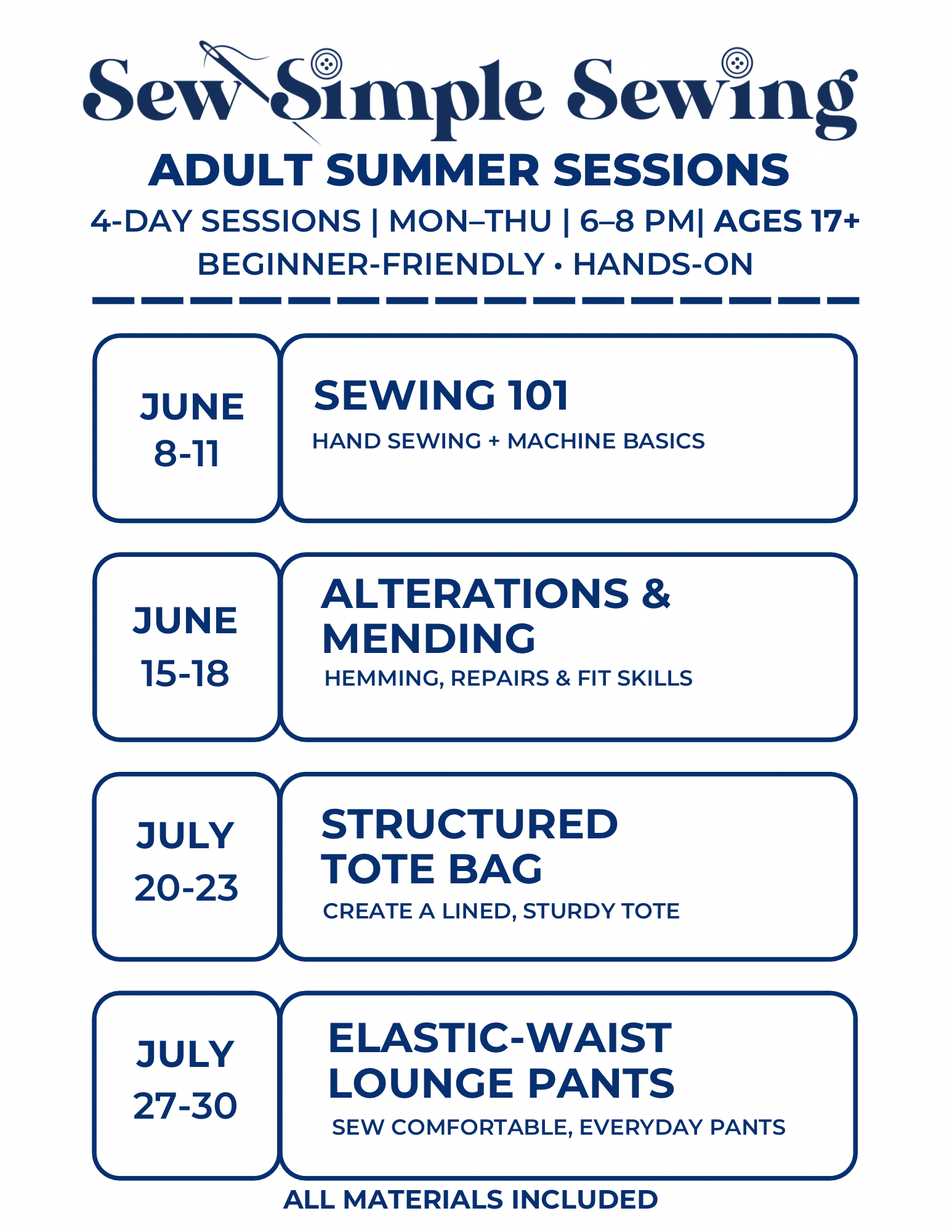 Adult Summer Sessions