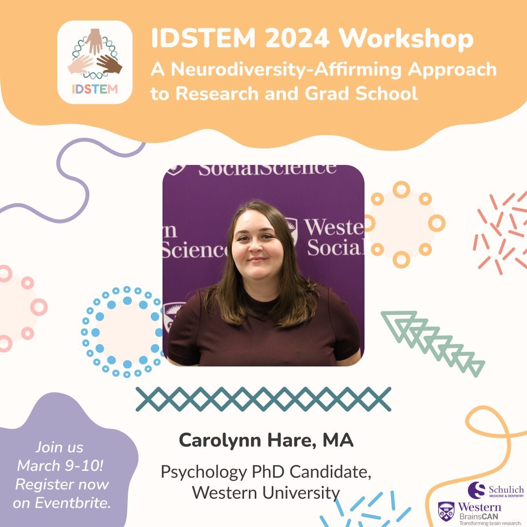 📝 Workshop: A Neurodiversity-Affirming Approach to Research and Grad School
📢 Meet our workshop leader, Carolynn Hare!

Carolynn is a 4th year PhD student in Psychology in the Cognitive, Developmental, and Brain Sciences stream. Her research has 2 