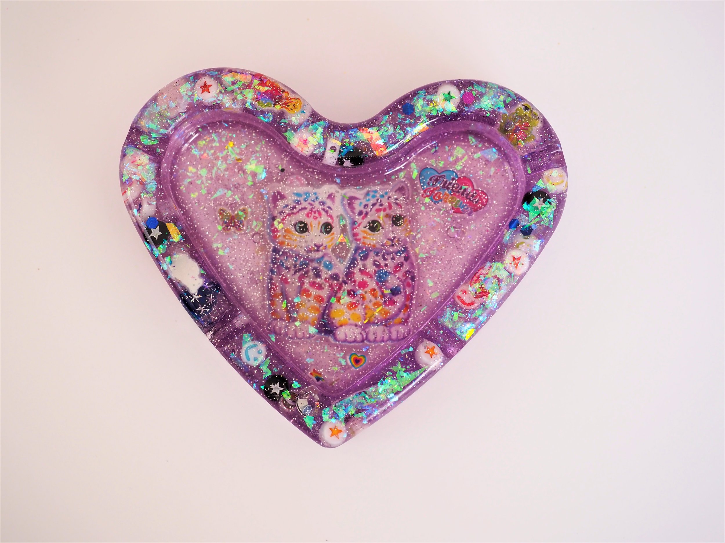 Heart-Shaped Ashtray - Lisa Frank Cats Beads Glitter Hearts Sprinkles Purple (34).JPG