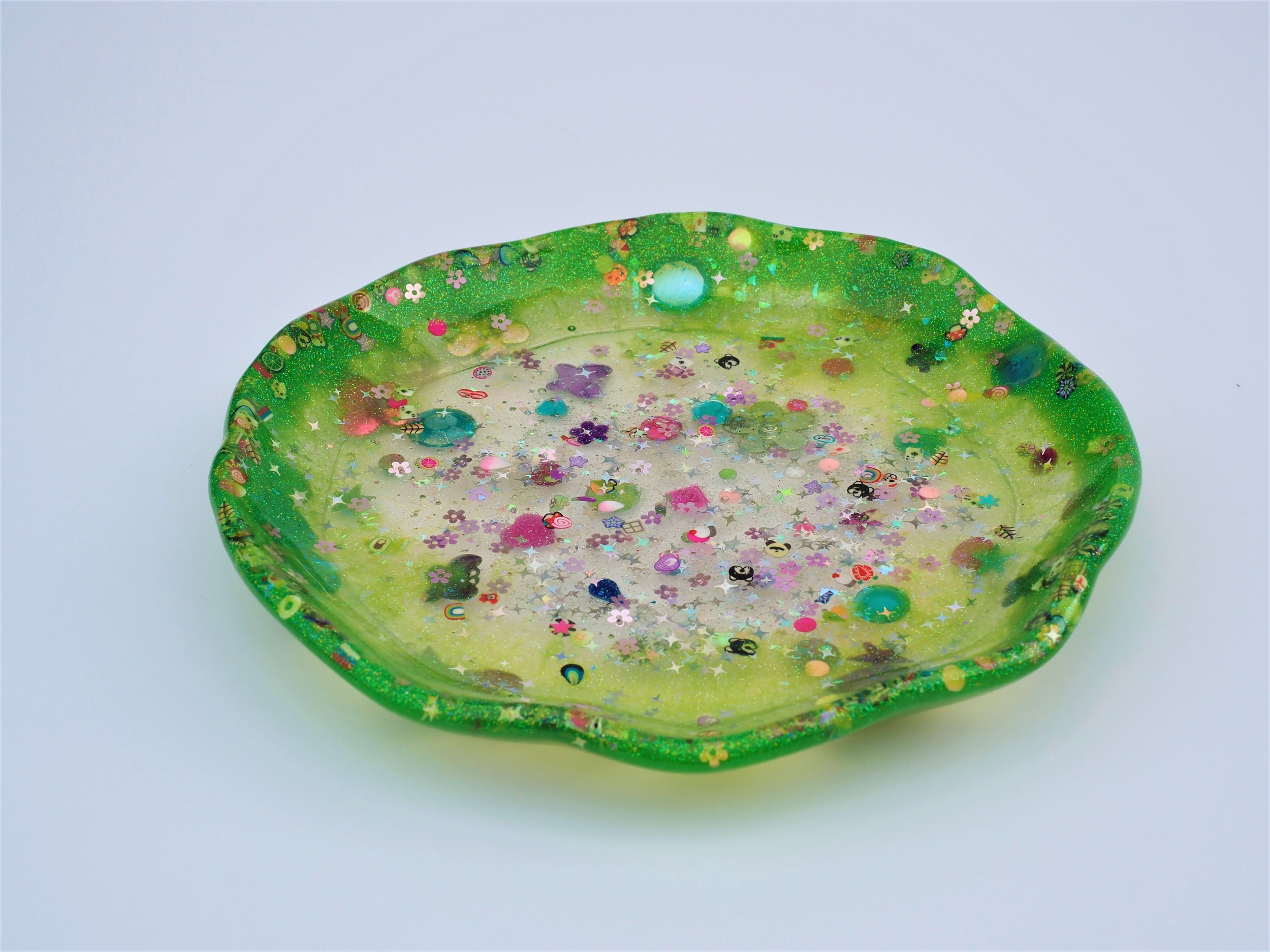 Plate - Lumpy Green Clear Sprinkles Glitter (8).JPG