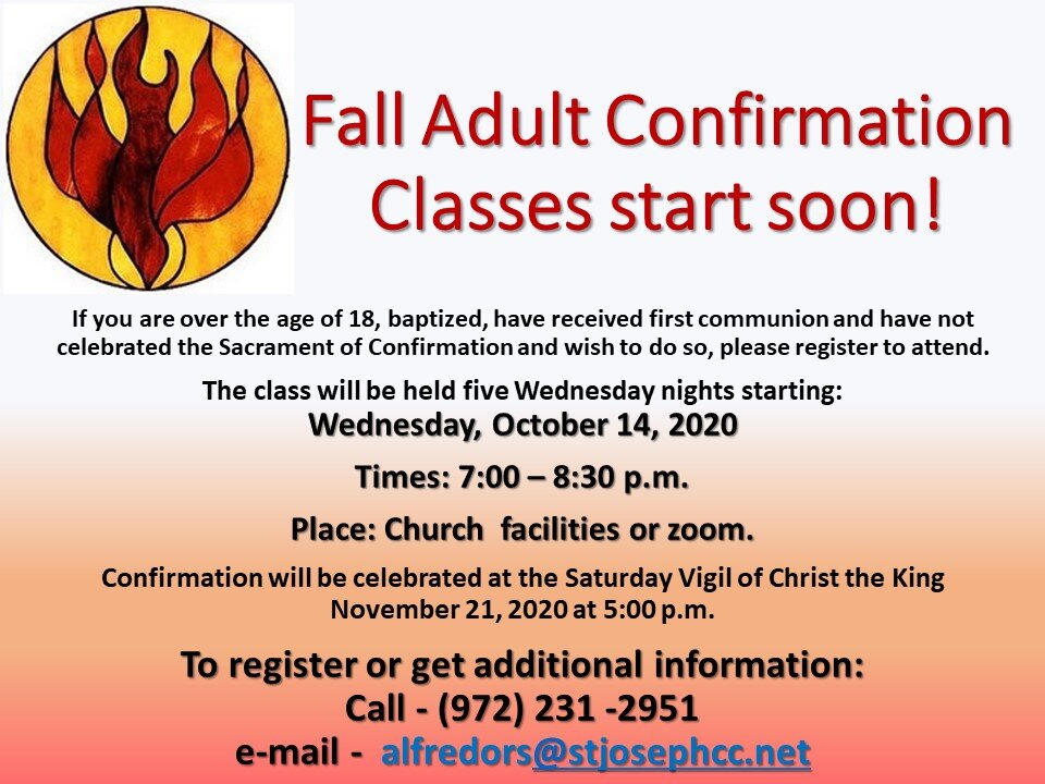 Fall Adult Confirmation Classes