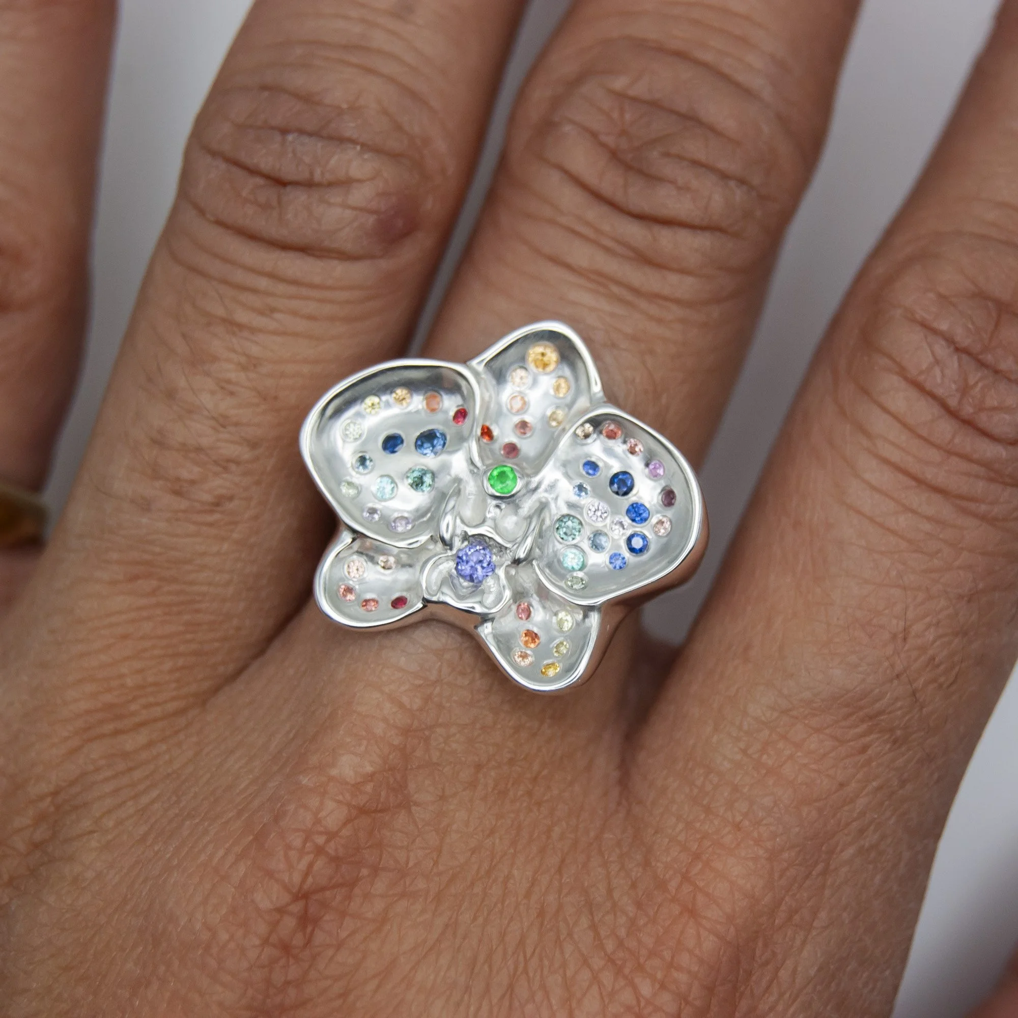 Iced Orchid Signet Ring (OOAK)