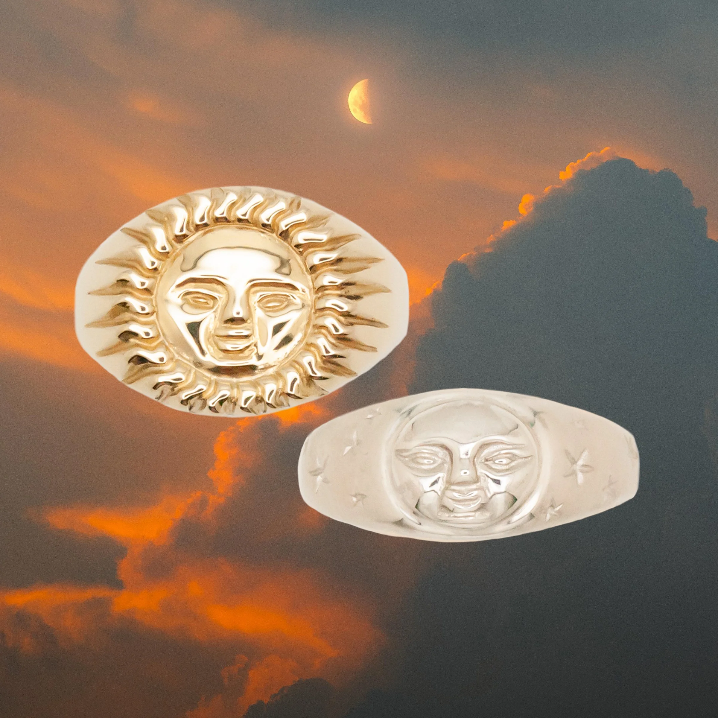 Sun & Moon Signet Rings