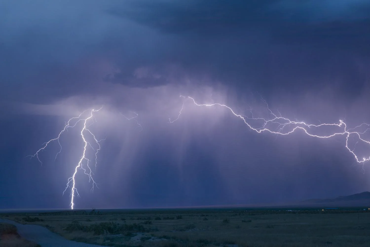 Lightning strikes to the east of our vantage point at the Baker Archaeological Site. We created numerous time lapses during this storm and also captured lightning strikes in the same frame as the Milky Way - stay tuned for those images!
