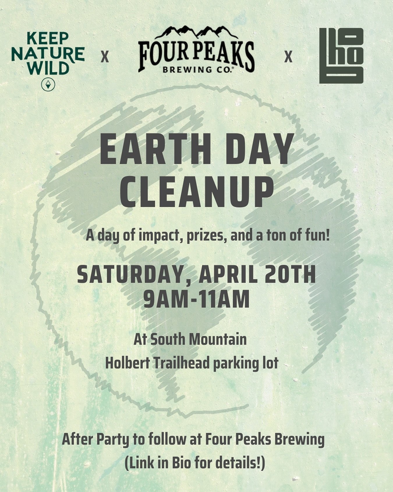 Come out and join us this Saturday from 9-11am for our Earth Day cleanup with @keepnaturewild and @fourpeaksbrew 🌎 A day of impact, prizes, and a ton of fun! 

The first 150 people to arrive will receive a limited edition KNW x Four Peaks collab t-s