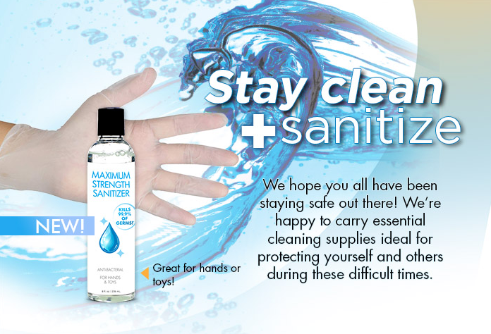 Hand sanitizer and glove e-blast header