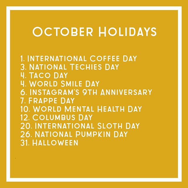 Happy October! ⁠
⁠
Here are a few reasons to celebrate! ⁠🎉⁠
⁠
⁠
⁠
#smallbusinessstrategy  #socialsociety  #keepsocialmediasocial #digitalstrategy ⁠
#marketyourbiz #creativesocialmedia⁠
#Successfulsocialmedia #socialmediatips⁠
#socialmediamanager