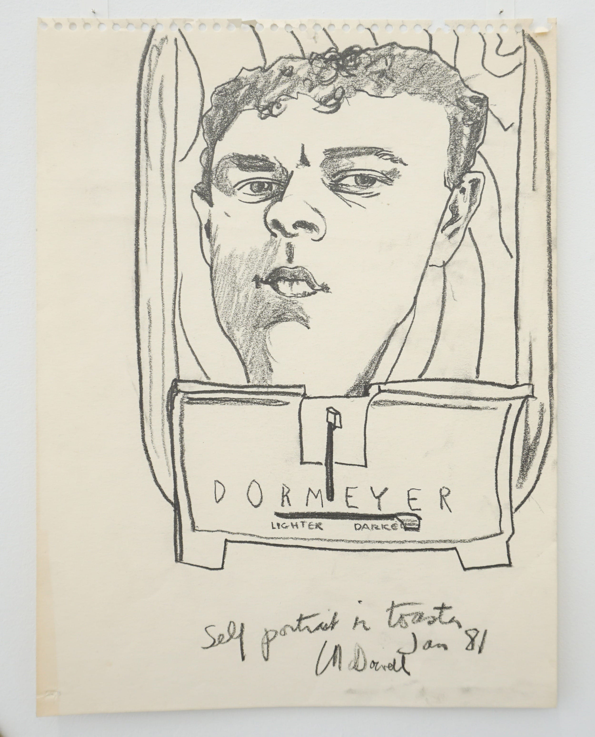  Curt McDowell  Self-Portrait in Toaster , 1981 Graphite on paper 12 x 9 inches 