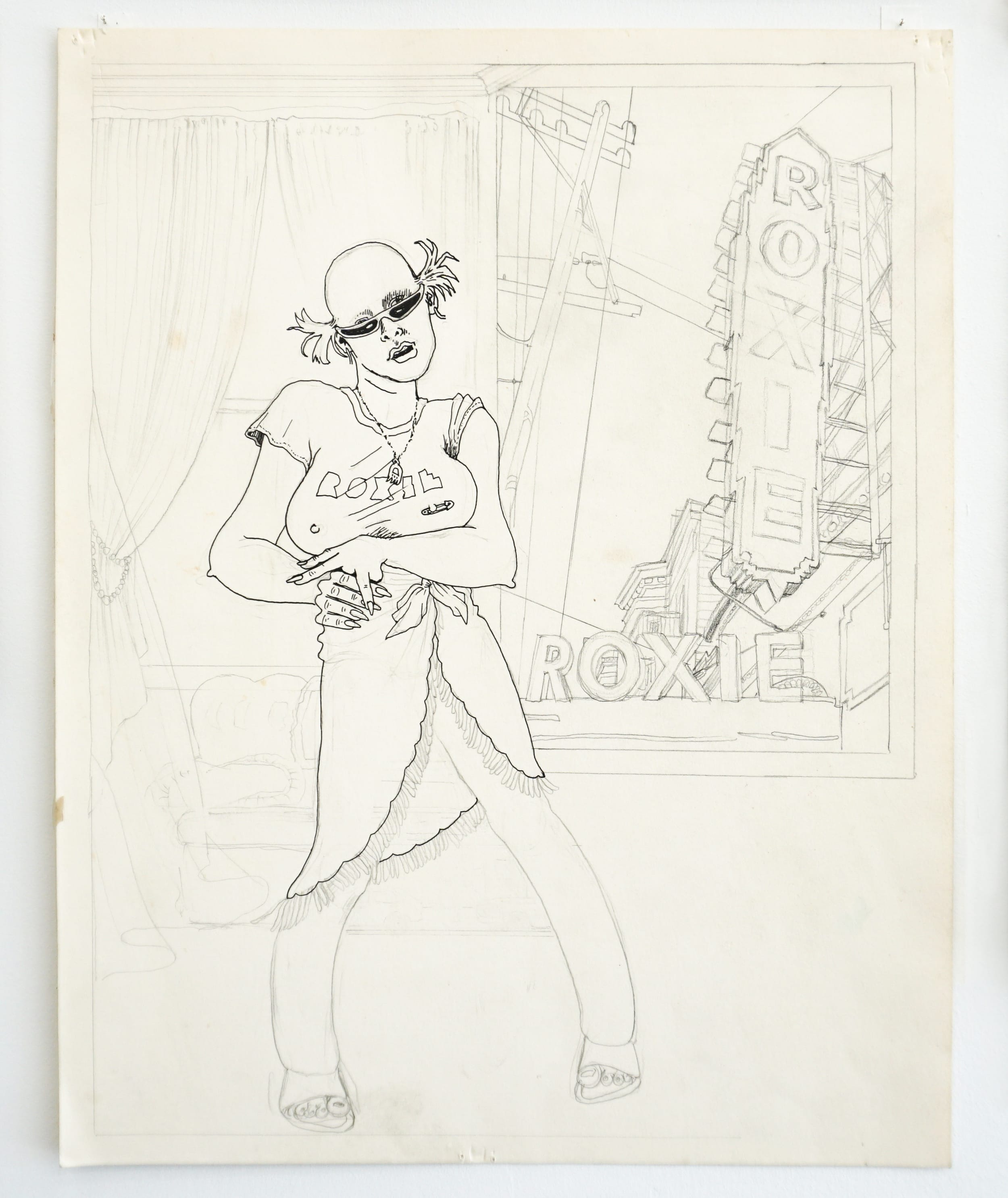  Curt McDowell  Untitled (Loretta, The Roxie) , date unknown Graphite and ink on paper 14 x 11 inches 