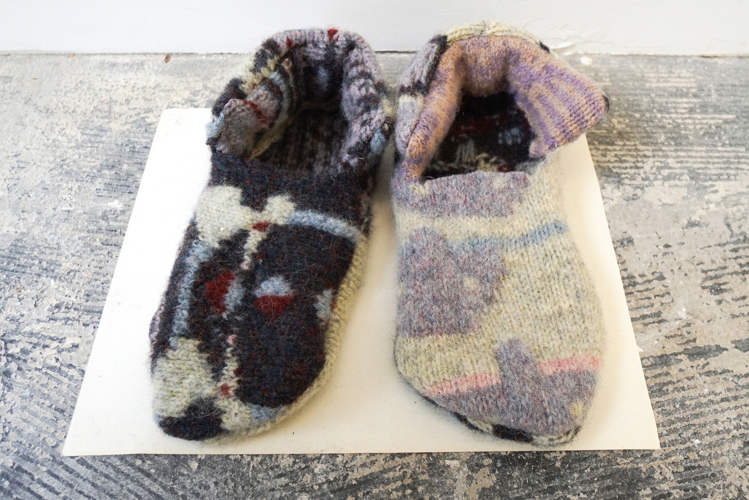  Johanna Jackson  Three Pairs of Slippers , 2018 Felt 9.5 x 9.5 x 3 inches each 