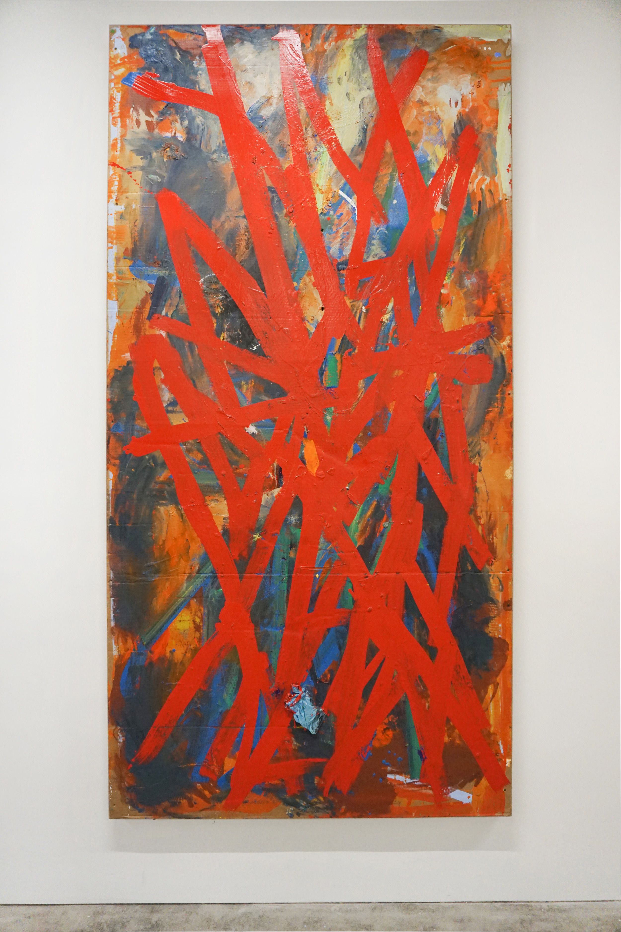  Spencer Lewis  Red Slash , 2016 Mixed media 96 x 48 inches 