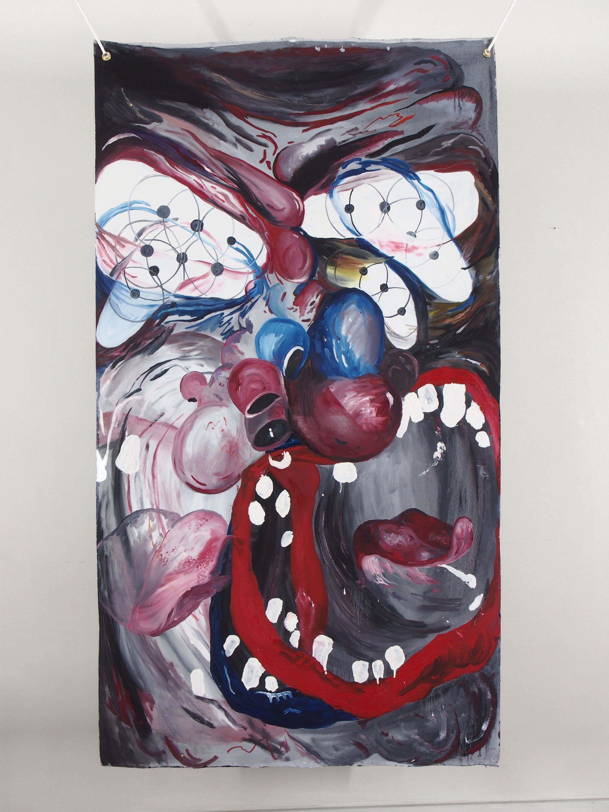  Morgan Mandalay  Screamer 1 , 2018 Oil paint on double-sided canvas 70 x 36 inches 