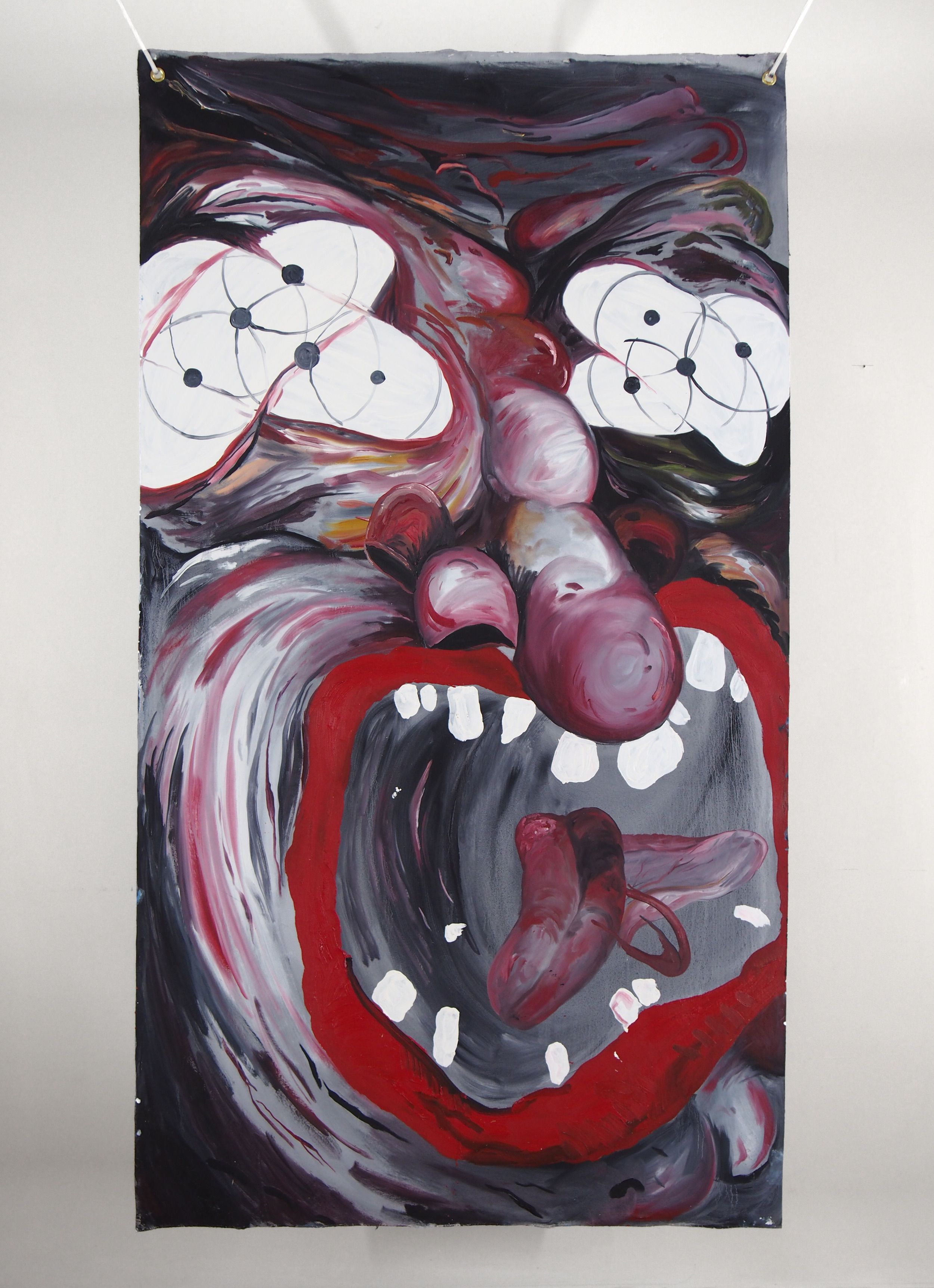  Morgan Mandalay  Screamer 2 , 2018 Oil paint on double-sided canvas 70 x 36 inches 